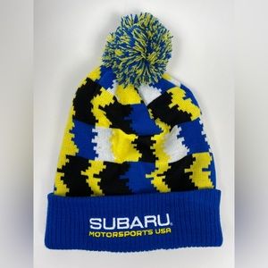 Subaru Motorsports Pom Pom Winter Hat Beanie New USA